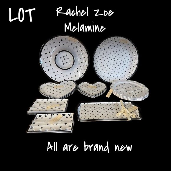 Rachel Zoe Heart Shaped Melamine Plates & Platters Set - Brand New With Tags - Picture 1 of 6